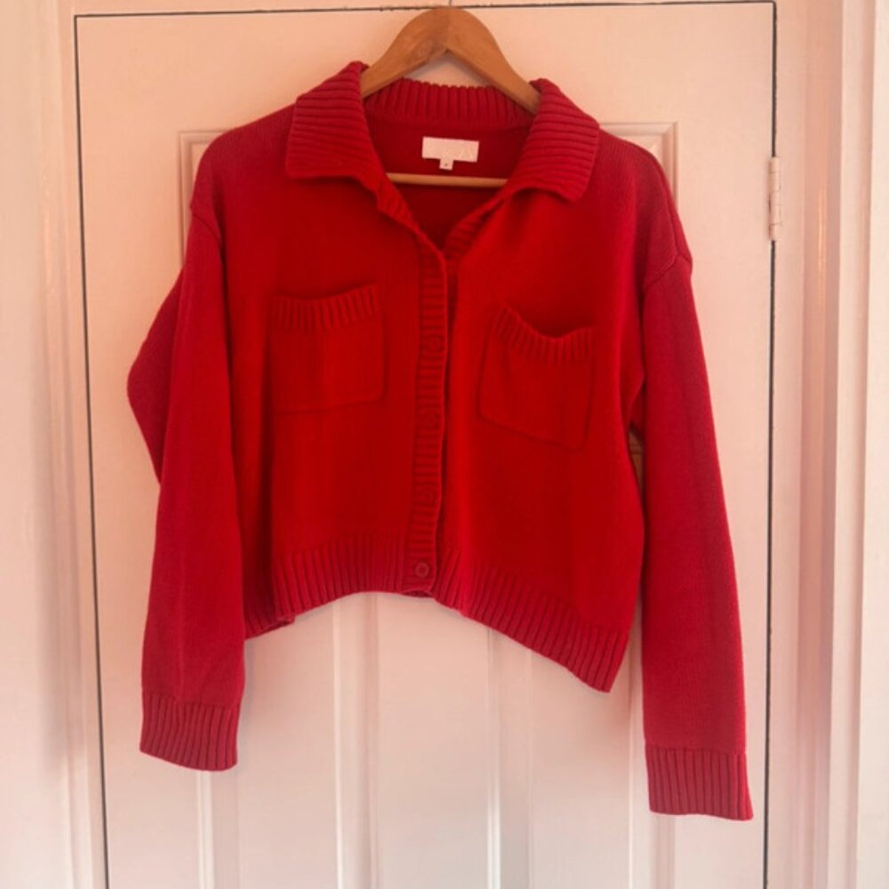 John lewis red cropped cardigan